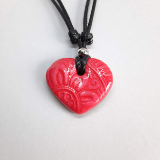 Gargantilla Con Colgante Corazón Ancho Rojo