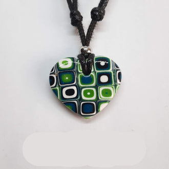 Gargantilla con Colgante Corazón Ancho Verde Blanco