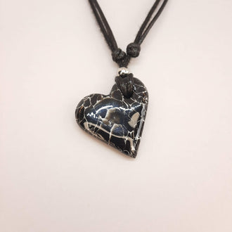 Gargantilla Con Colgante Corazón Clásico Negro Mármol