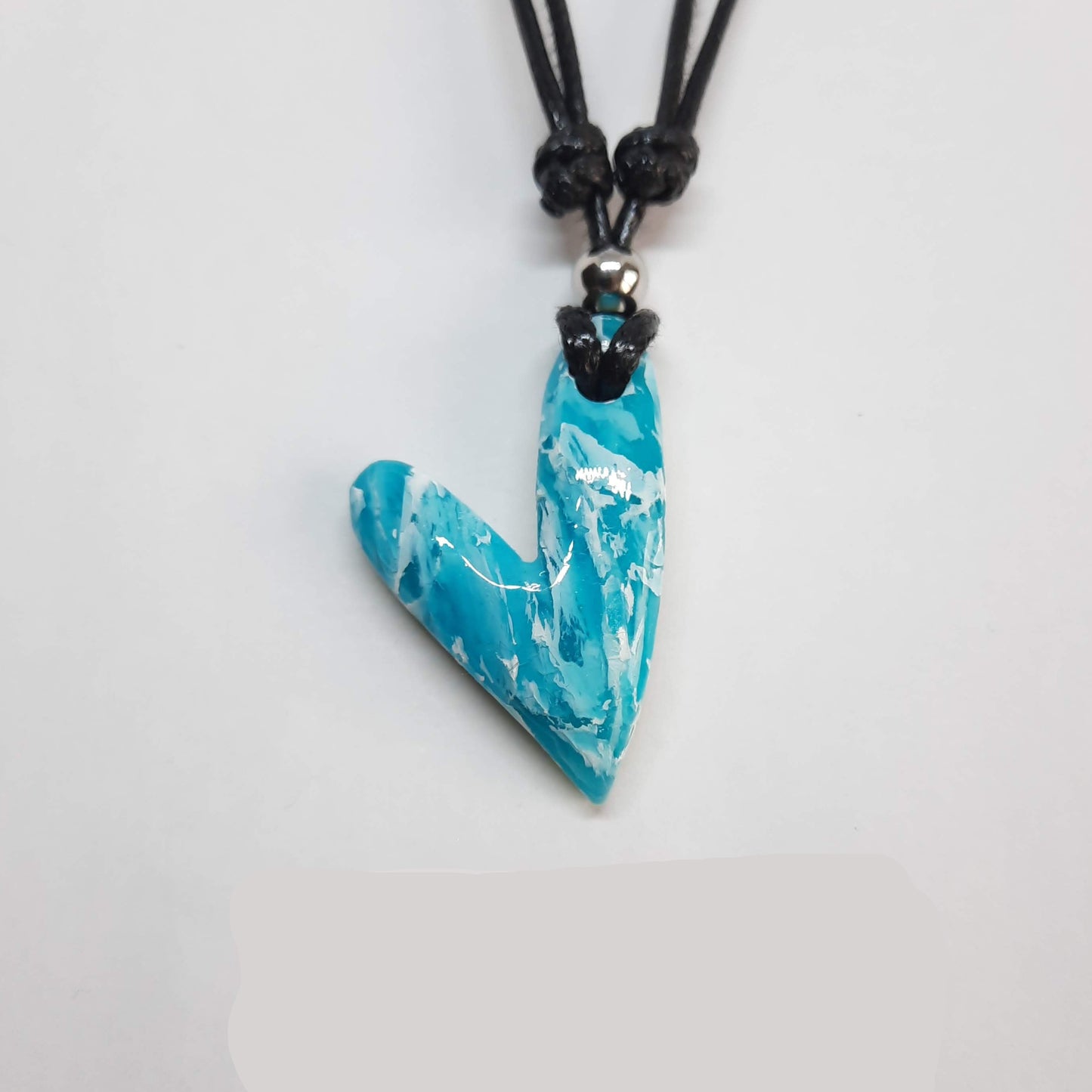 Gargantilla Con Colgante Corazón Delgado Aguamarina