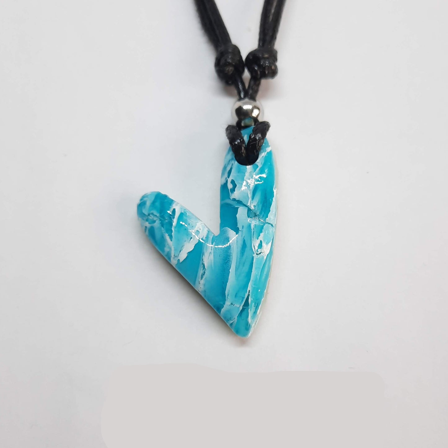 Gargantilla Con Colgante Corazón Delgado Aguamarina