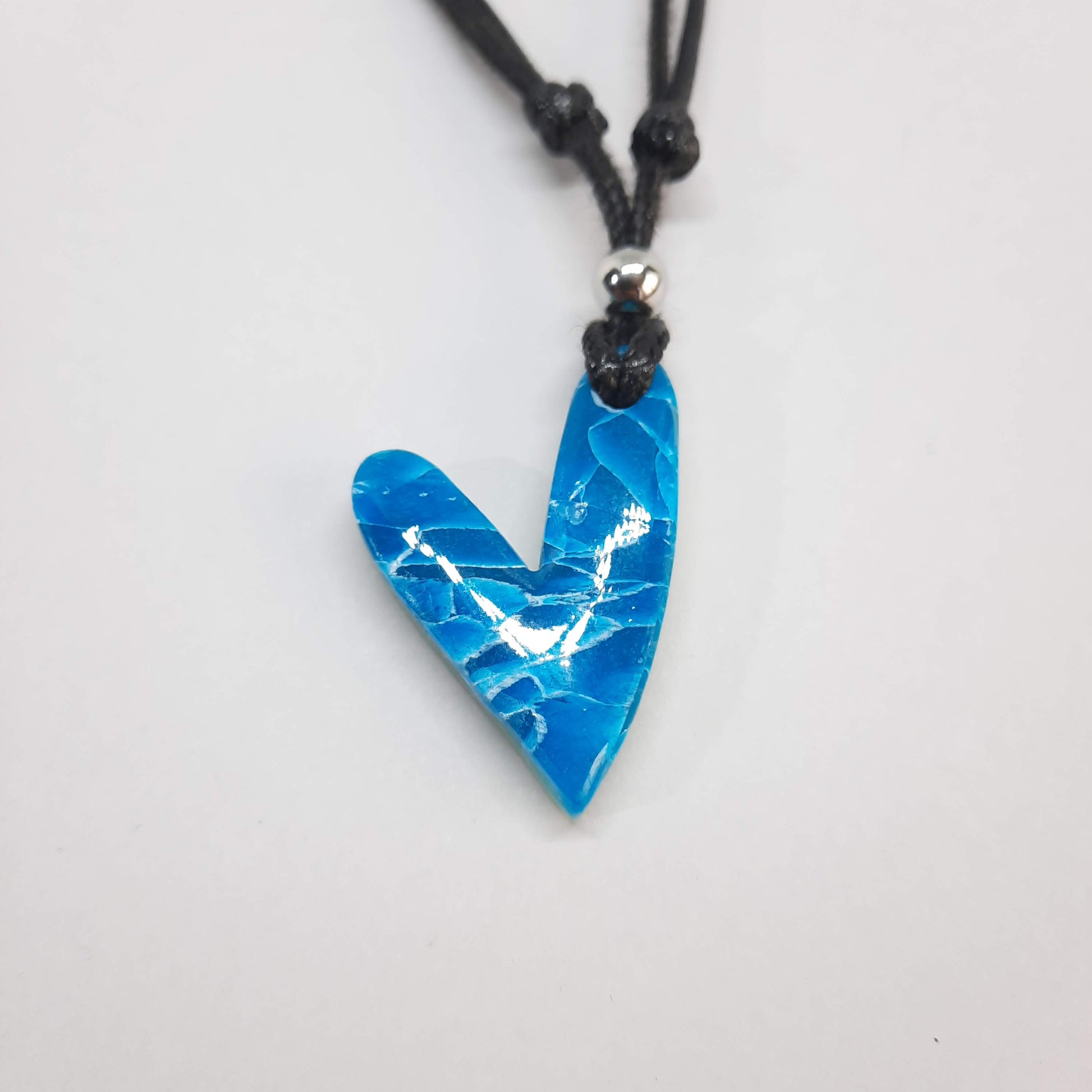 Gargantilla Con Colgante Corazón Delgado Aguamarina