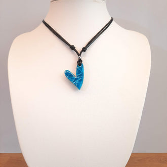 Gargantilla Con Colgante Corazón Delgado Aguamarina