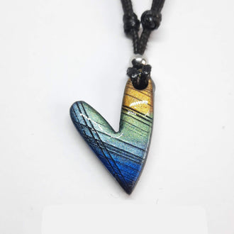 Gargantilla Con Colgante Corazón Delgado Labradorita Azul