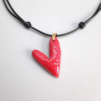 Gargantilla Con Colgante Corazón Delgado Rojo