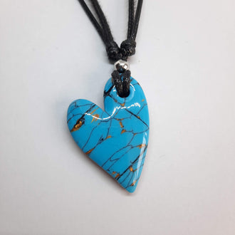 Gargantilla Con Colgante Corazón Pleno Turquesa