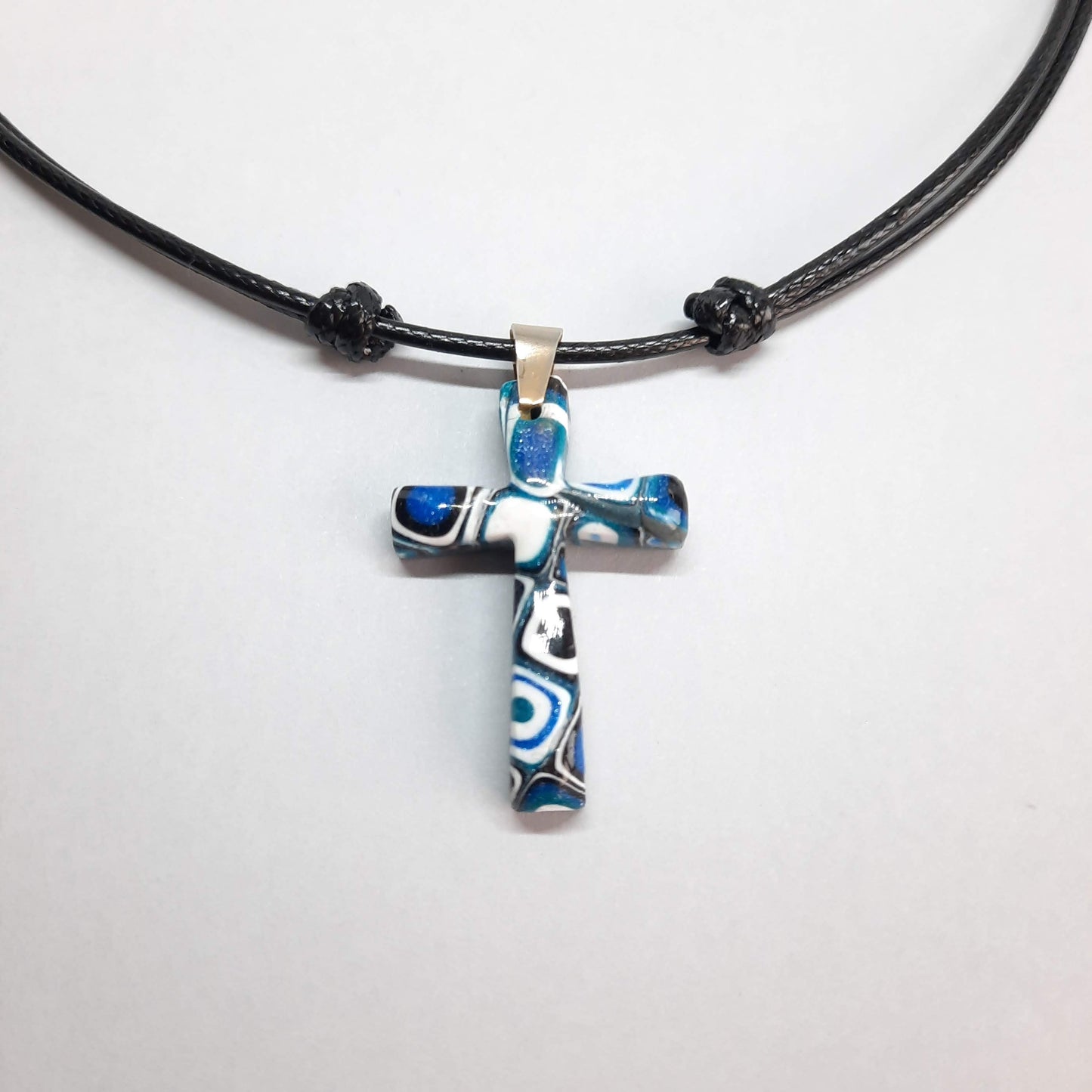 Gargantilla Con Colgante Cruz Pasión Azul
