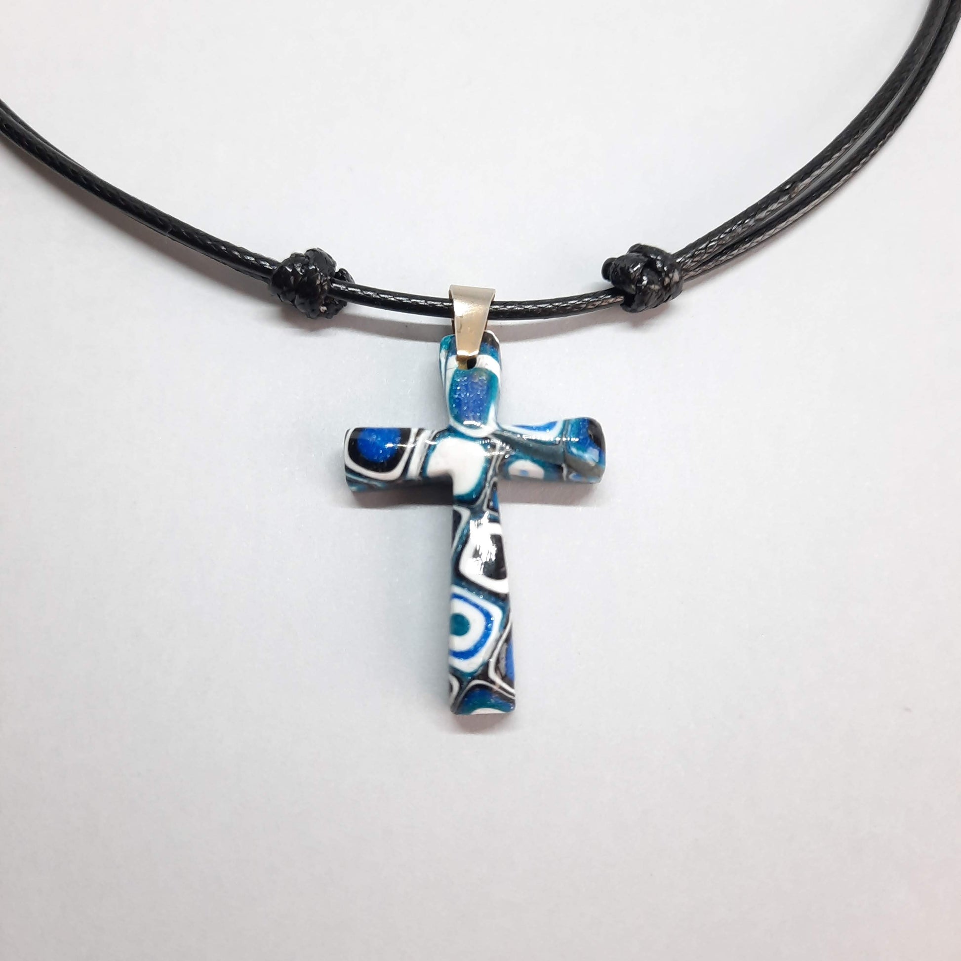 Gargantilla Con Colgante Cruz Pasión Azul