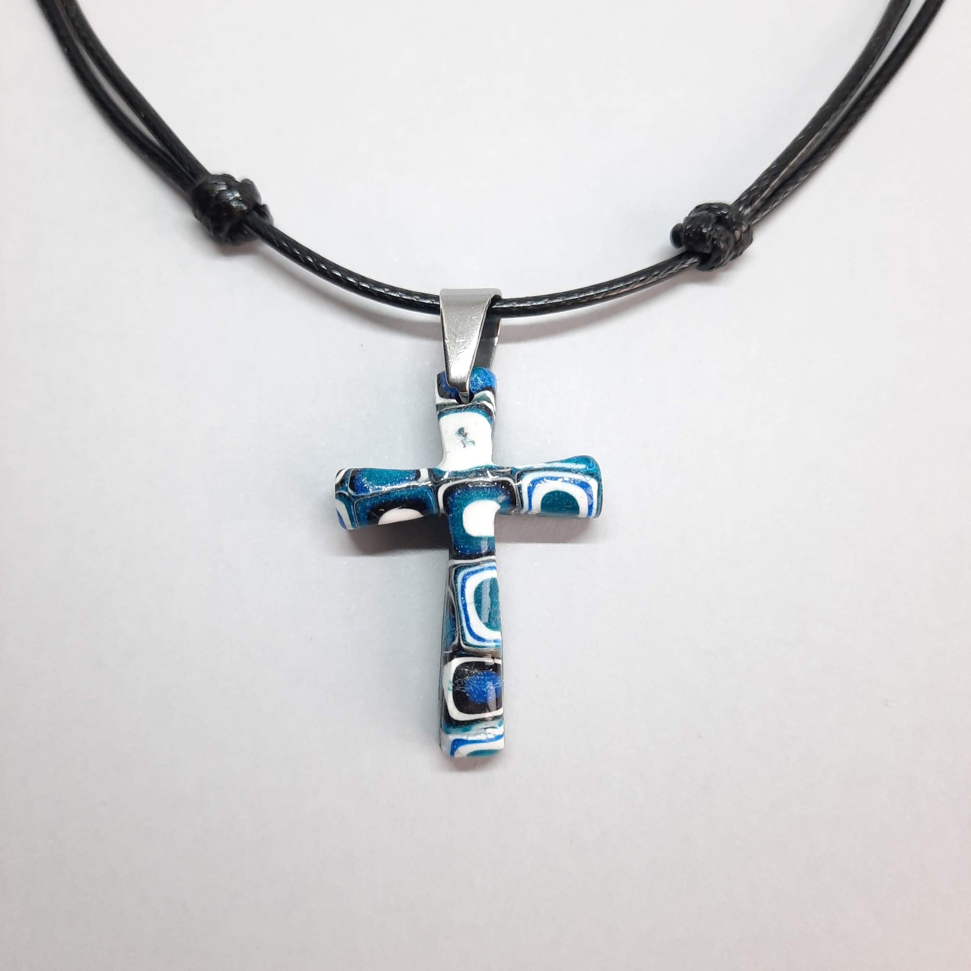 Gargantilla Con Colgante Cruz Pasión Azul
