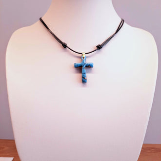 Gargantilla Con Colgante Cruz Turquesa