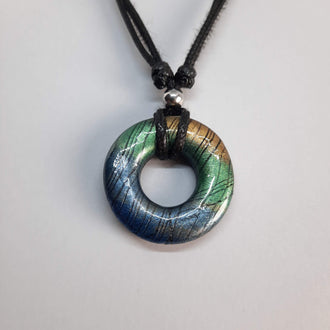 Gargantilla Con Colgante Donut Labradorita Azul