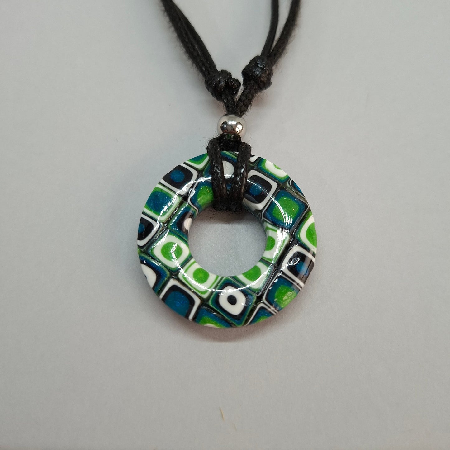 Gargantilla Con Colgante Donut Mosaico Verde