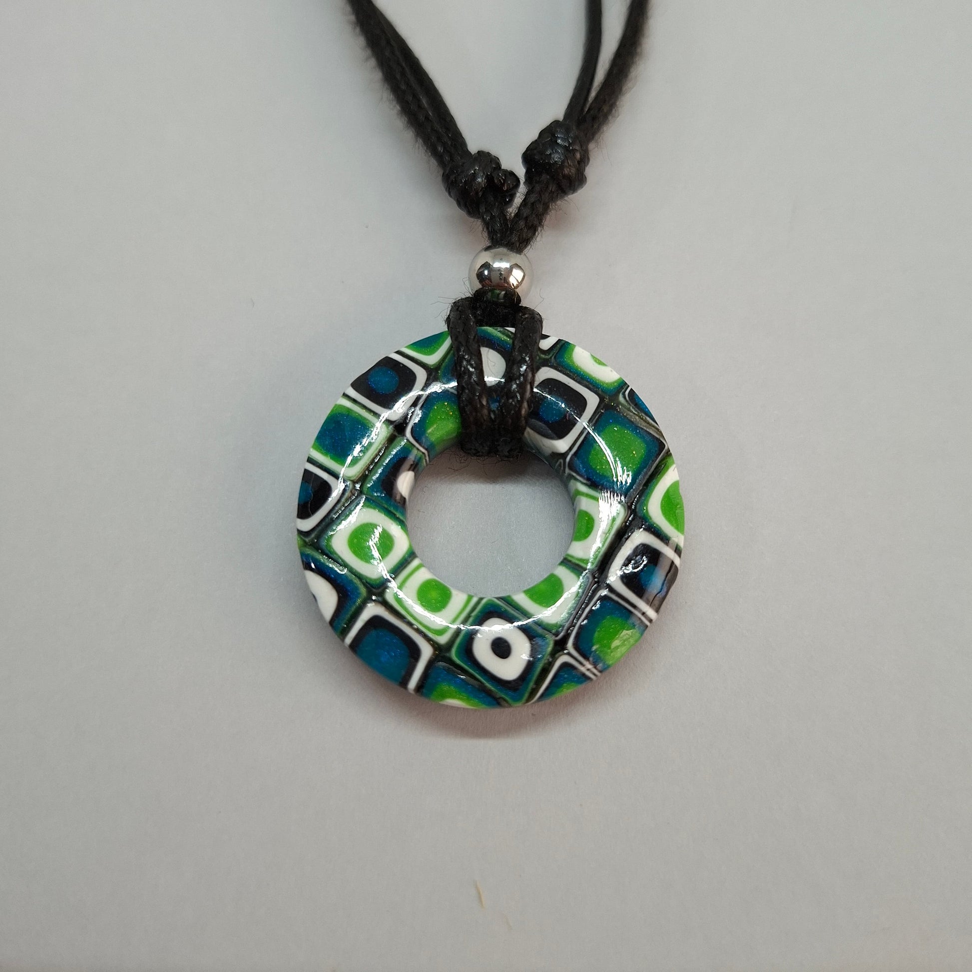 Gargantilla Con Colgante Donut Mosaico Verde