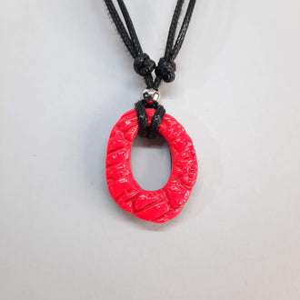 Gargantilla Con Colgante Ovalado Rosa Neon