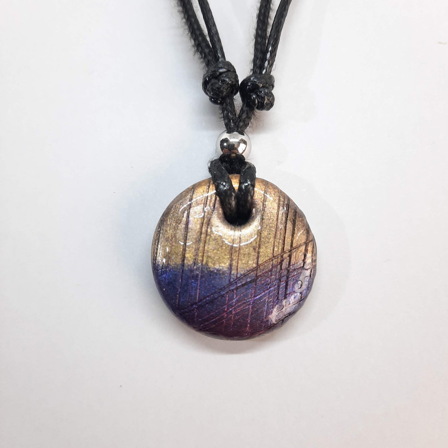 Gargantilla Con Colgante Redondo Labradorita Violeta