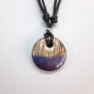 Gargantilla Con Colgante Redondo Labradorita Violeta