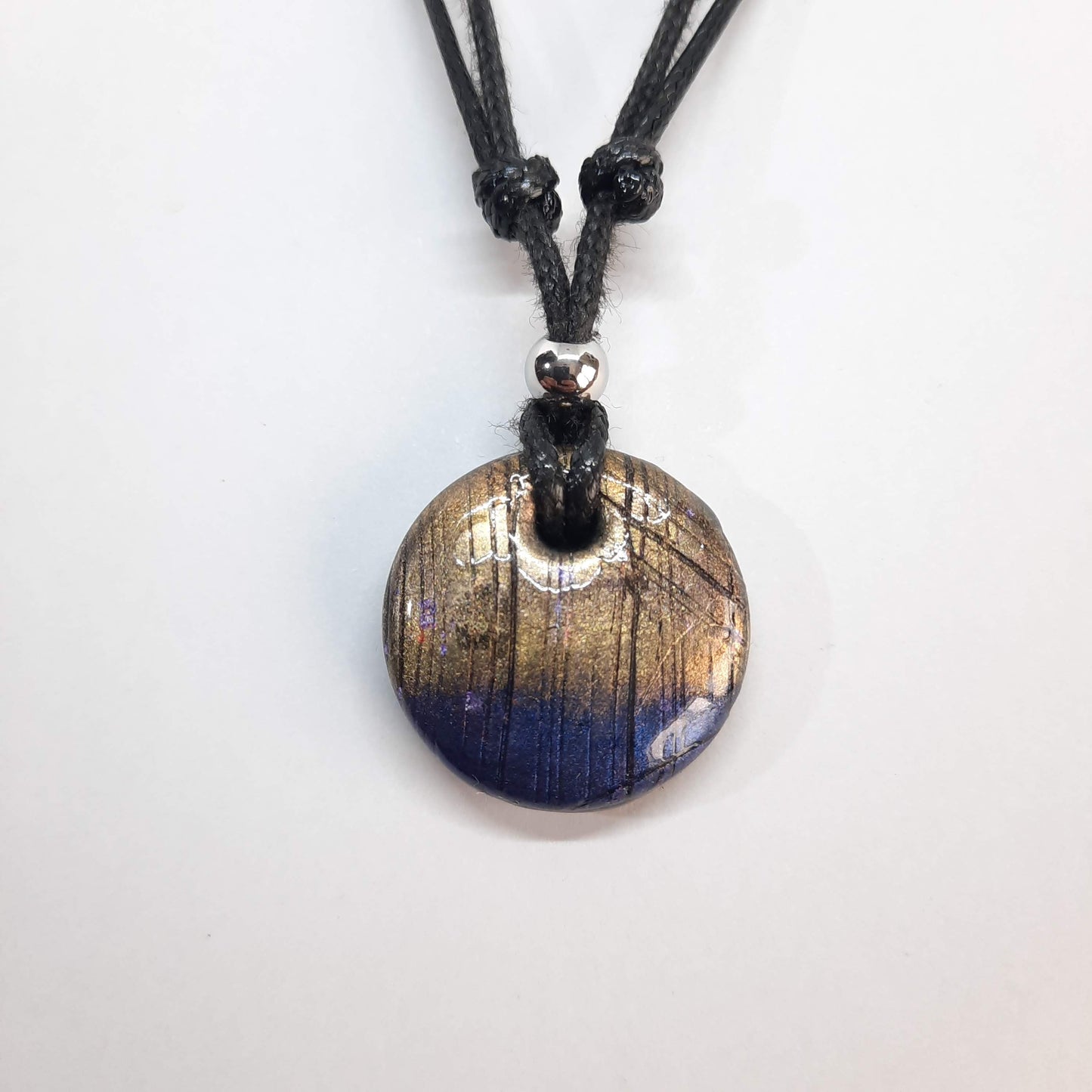 Gargantilla Con Colgante Redondo Labradorita Violeta