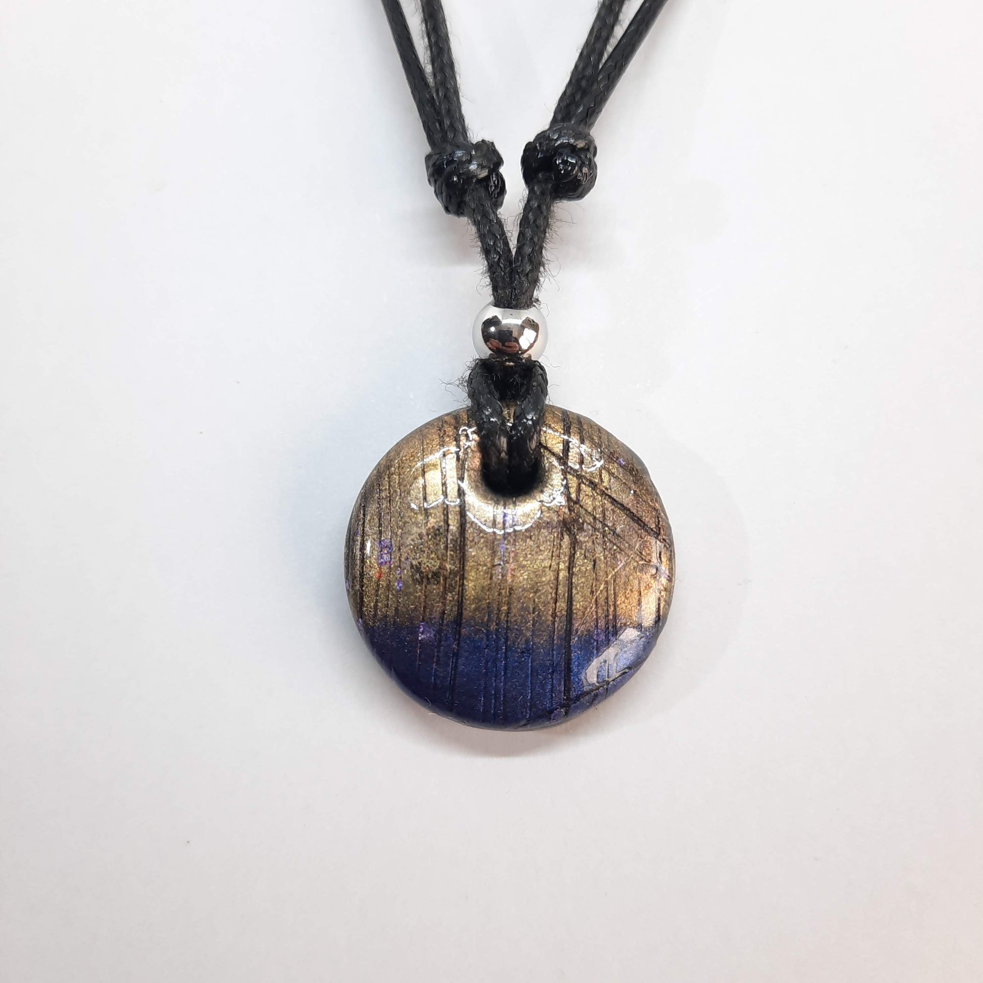 Gargantilla Con Colgante Redondo Labradorita Violeta