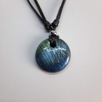 Gargantilla Con Colgante Redondo Mediano Labradorita Azul