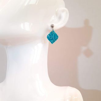 Pendientes India Pequeños Aguamarina con Base Acero