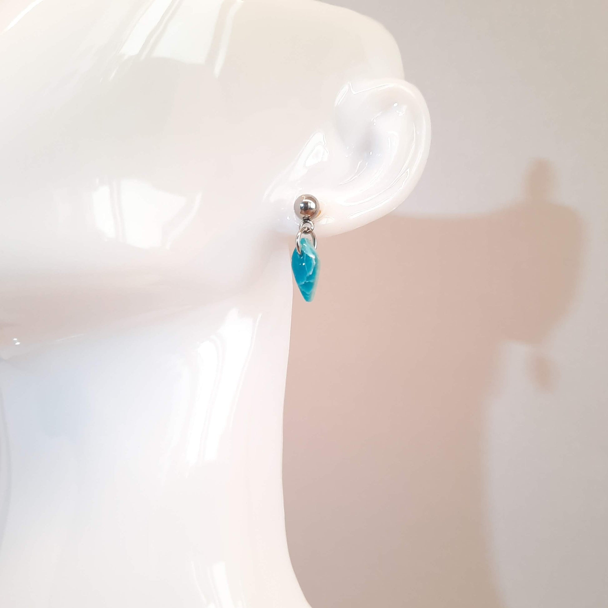 Pendientes Pequeñitos Aguamarina con Base Acero