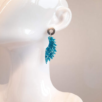 Pendientes Alas Aguamarina con Base Acero