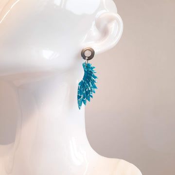 Pendientes Alas Aguamarina con Base Acero