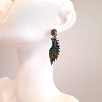 Pendientes Alas Labradorita Azul con Base Acero