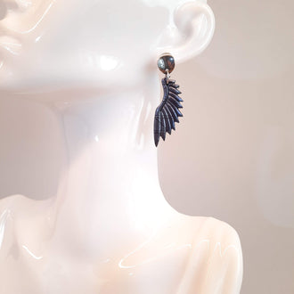 Pendientes Alas Labradorita Violeta Con Base Plateada