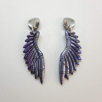 Pendientes Alas Labradorita Violeta Con Base Plateada