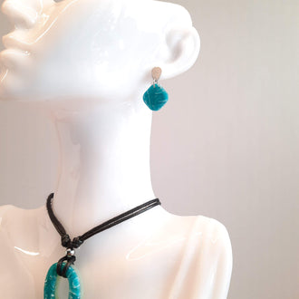 Pendientes Aura Pequeños Aguamarina con Base Acero