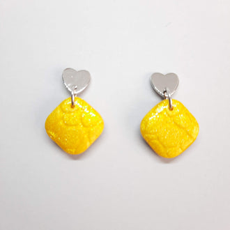 Pendientes Aura Pequeños Amarillos con Base Acero