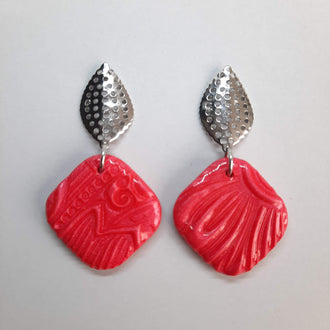 Pendientes Aura Rojos con Base Acero