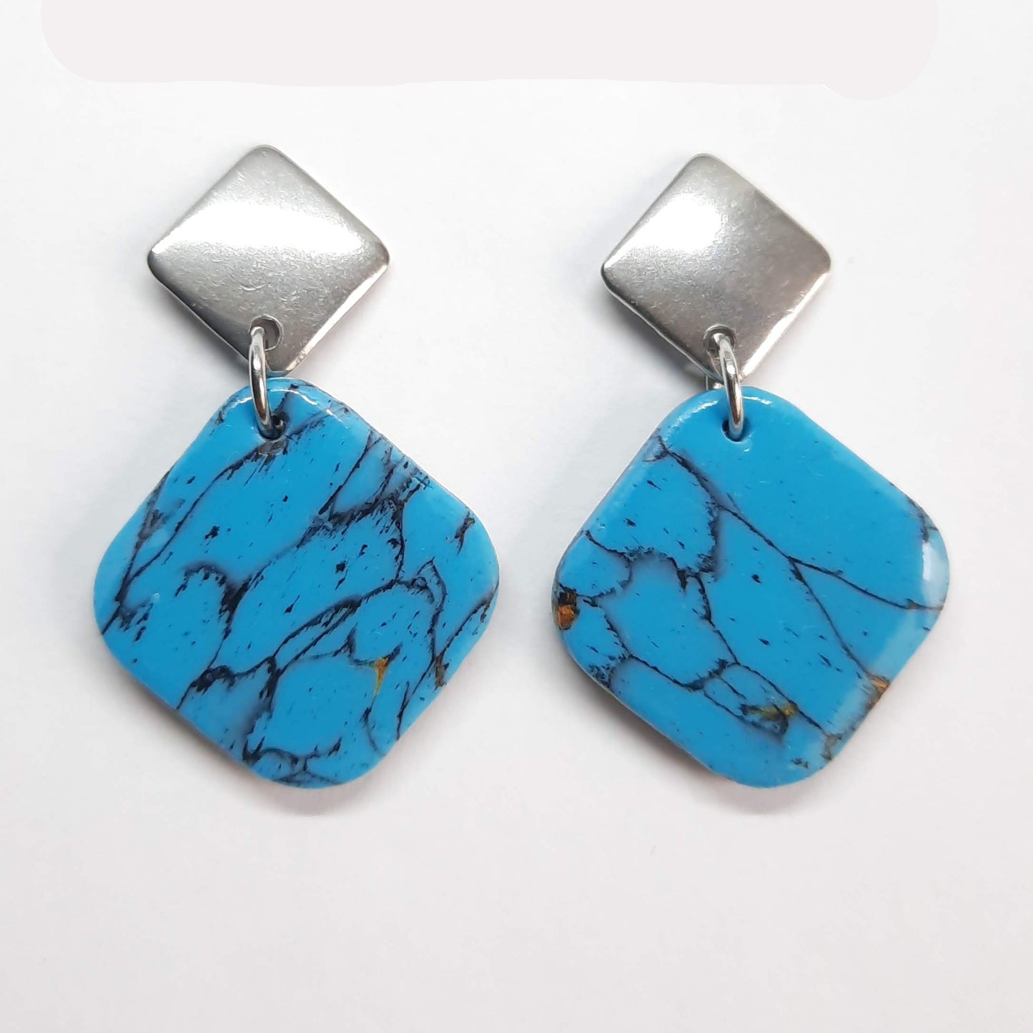 Pendientes Aura Turquesa con Base Plateada
