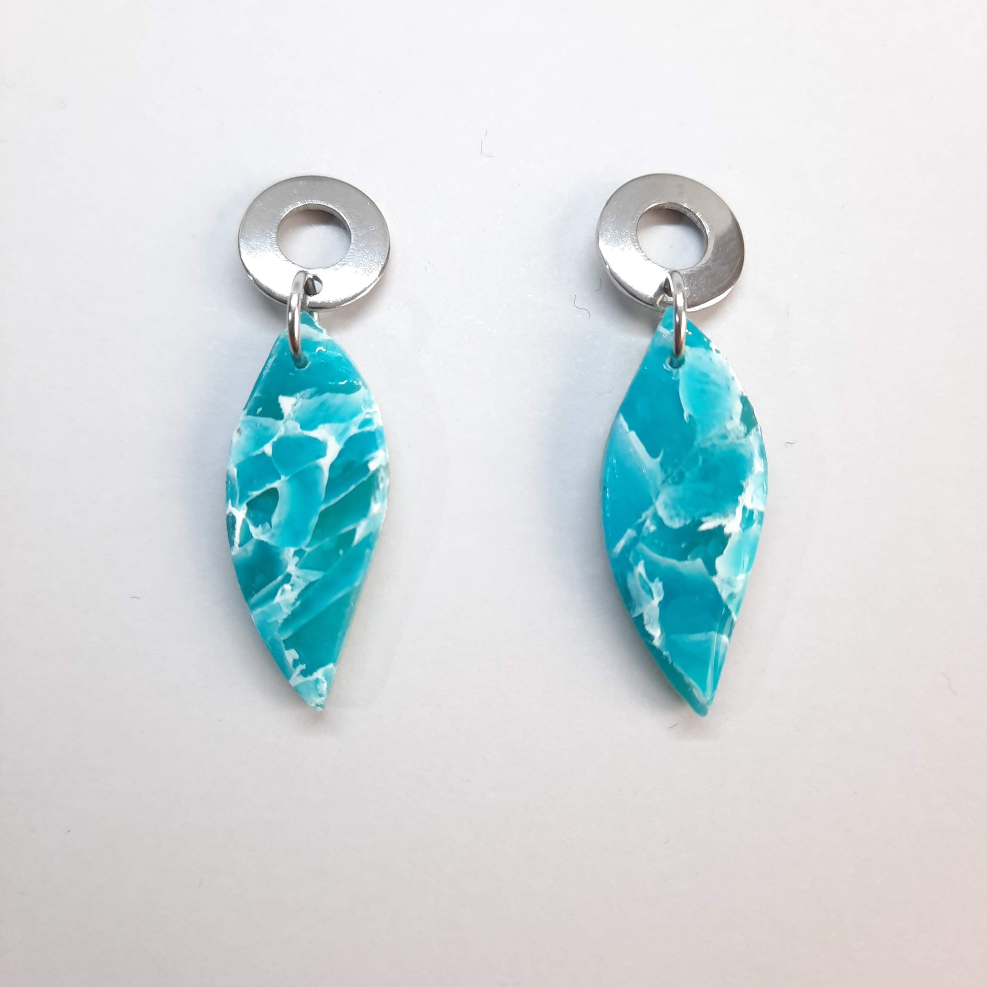 Pendientes Barcelona Aguamarina con Base Acero