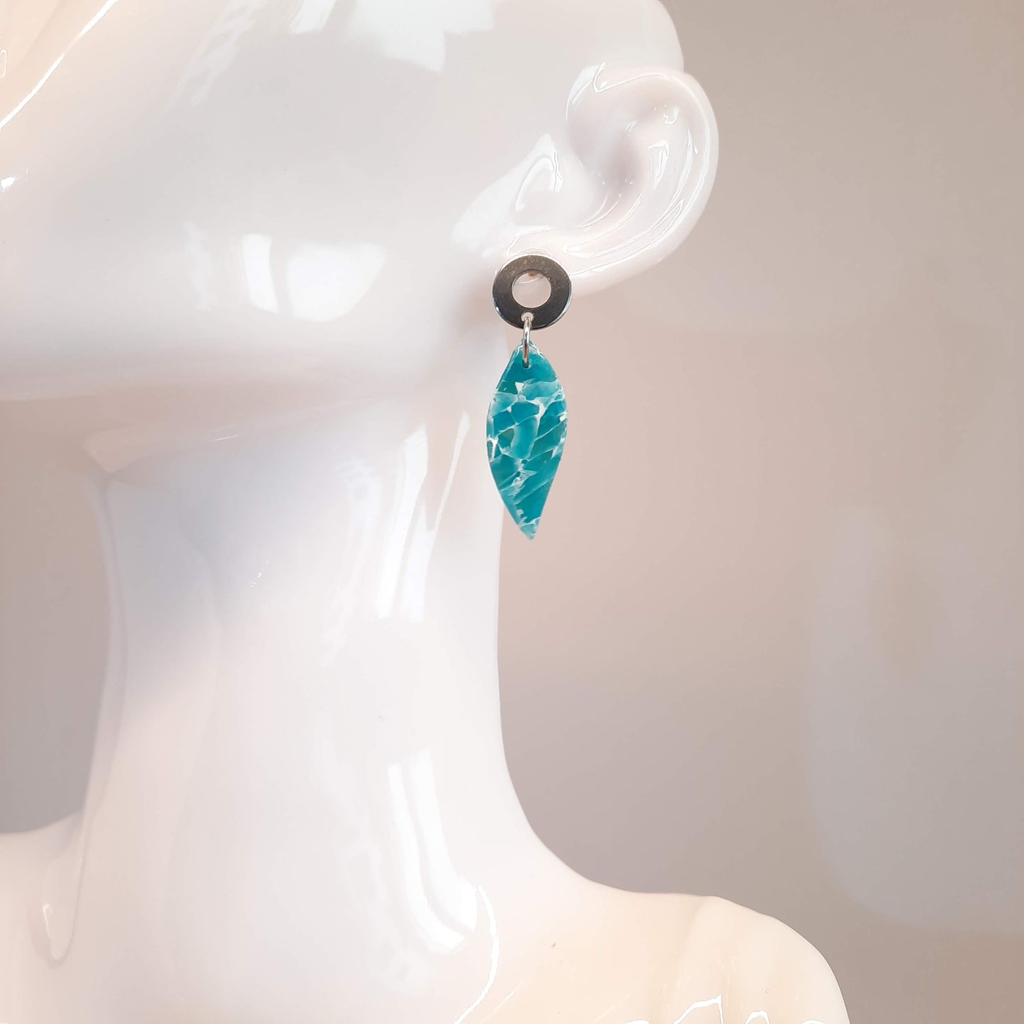 Pendientes Barcelona Aguamarina con Base Acero