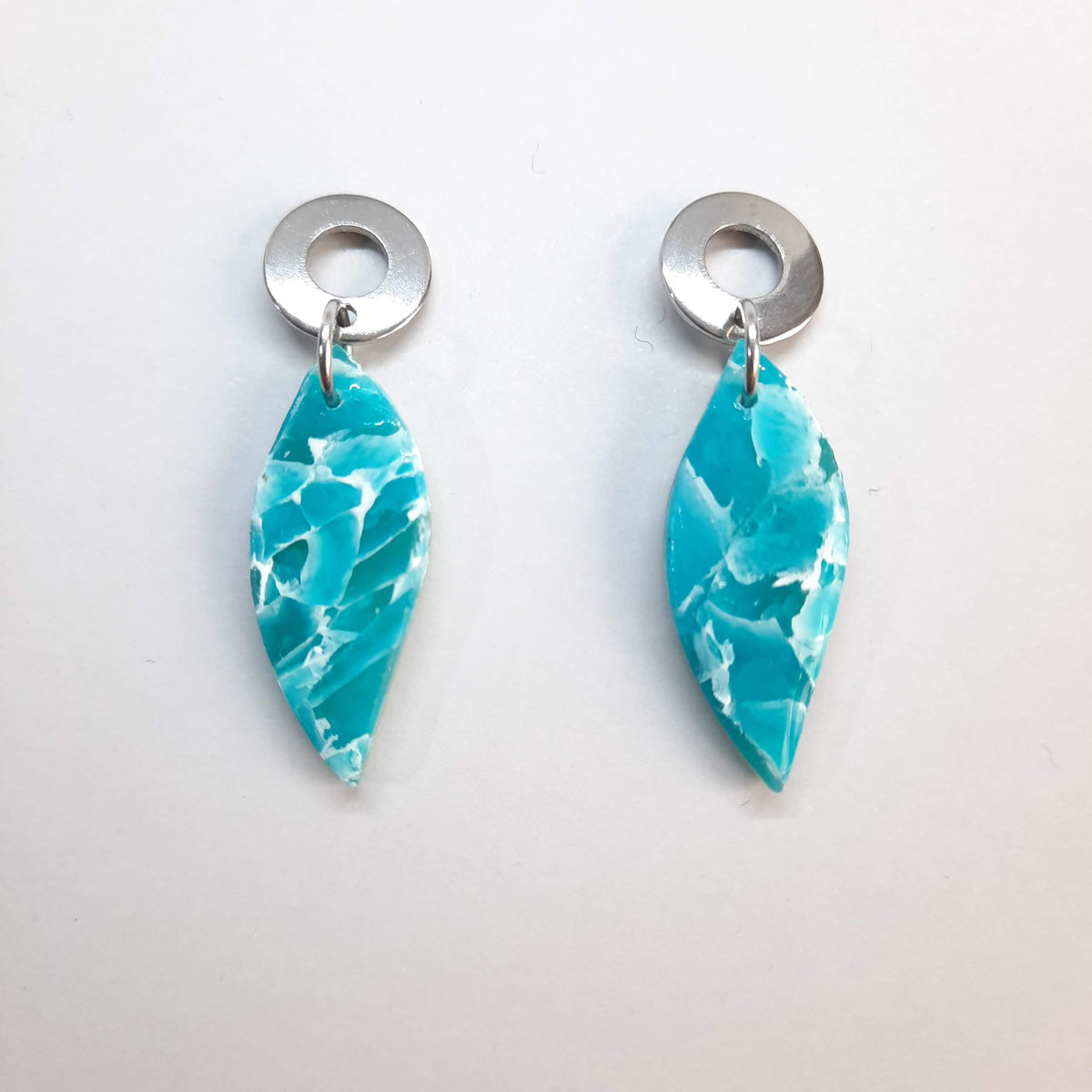 Pendientes Barcelona Aguamarina con Base Plateada