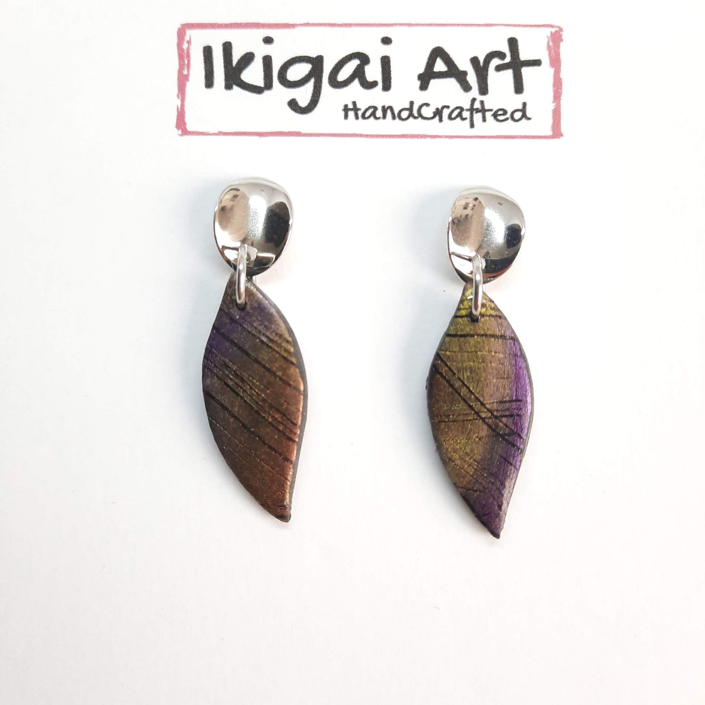 Pendientes Barcelona Labradorita Violeta Con Base Plateada