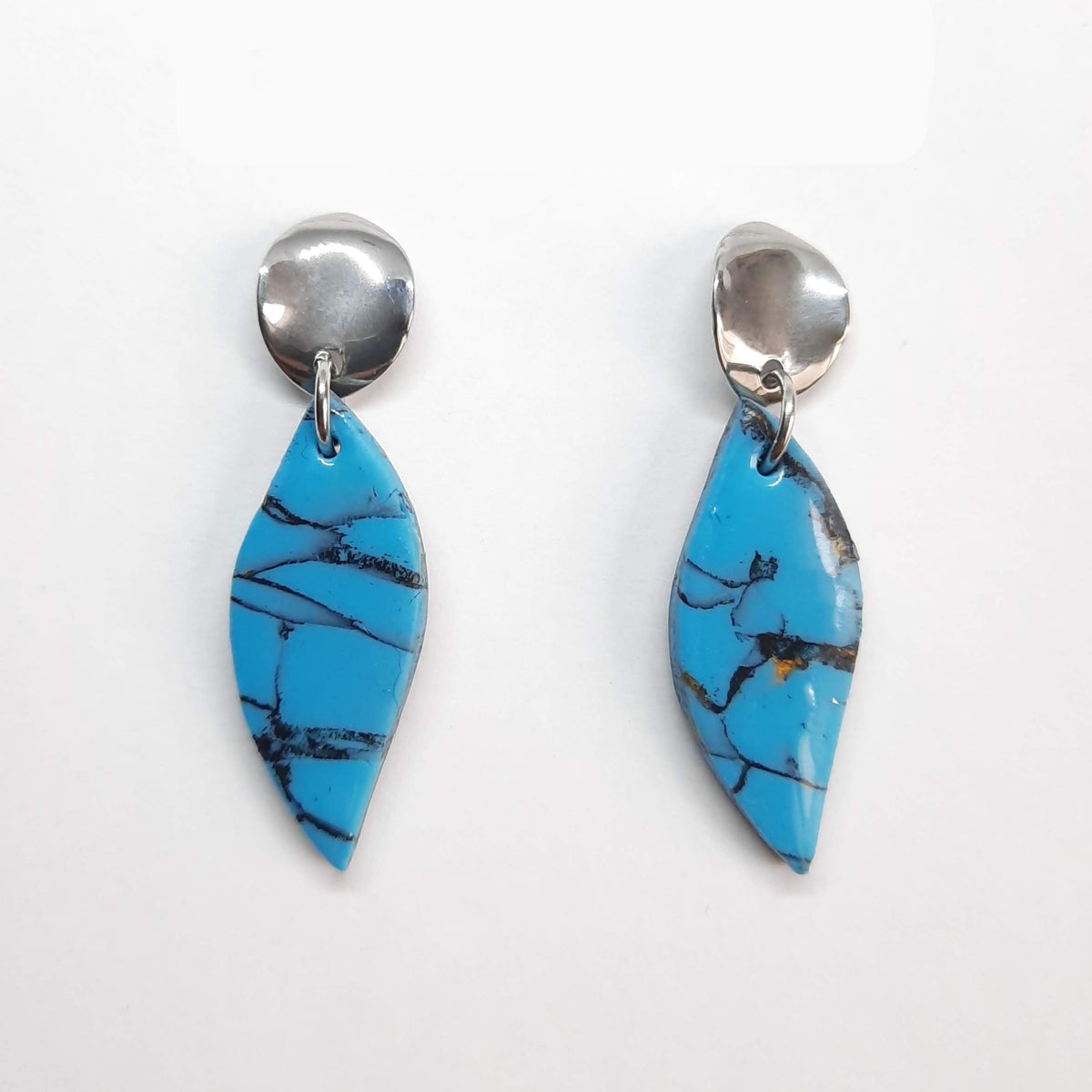 Pendientes Barcelona Turquesa con Base Plateada