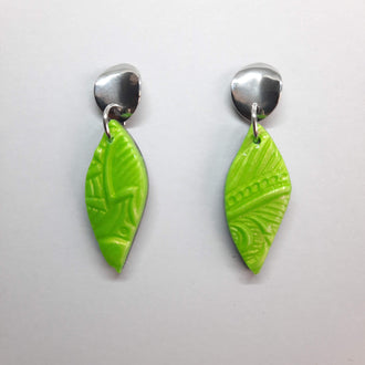 Pendientes Barcelona Verde con Base Acero