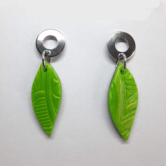 Pendientes Barcelona Verde con Base Acero