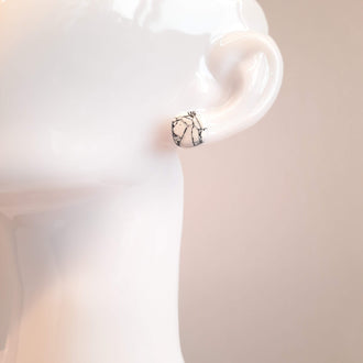 Pendientes Botón Aura Medianos Blanco Mármol