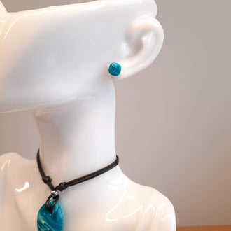 Pendientes Botón Aura Pequeño Aguamarina