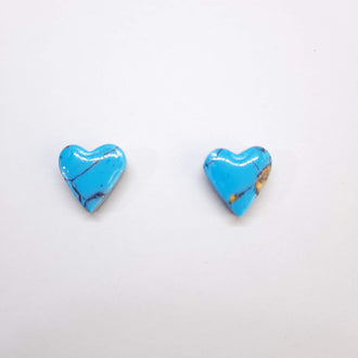 Pendientes Botón Corazón Clásico Turquesa