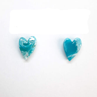 Pendientes Botón Corazón Pleno Aguamarina
