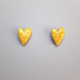 Pendientes De Botón Corazón Pleno Amarillos