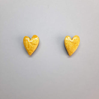 Pendientes De Botón Corazón Pleno Amarillos