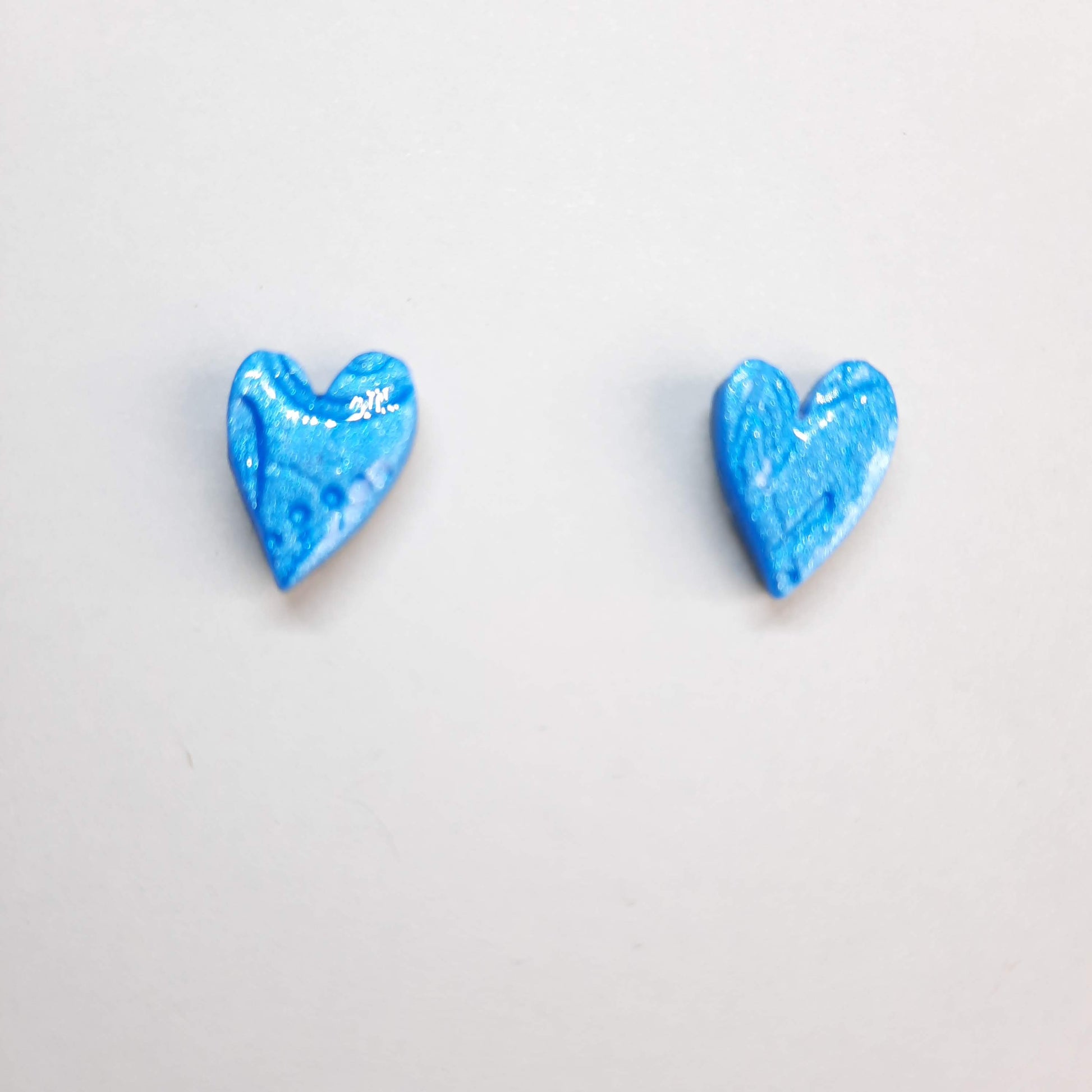 Pendientes Botón Corazón Pleno Azul