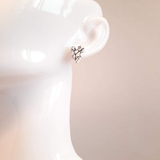 Pendientes Botón Corazón Pleno Blanco Mármol