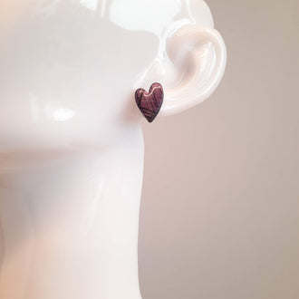 Pendientes Botón Corazón Pleno Labradorita Violeta